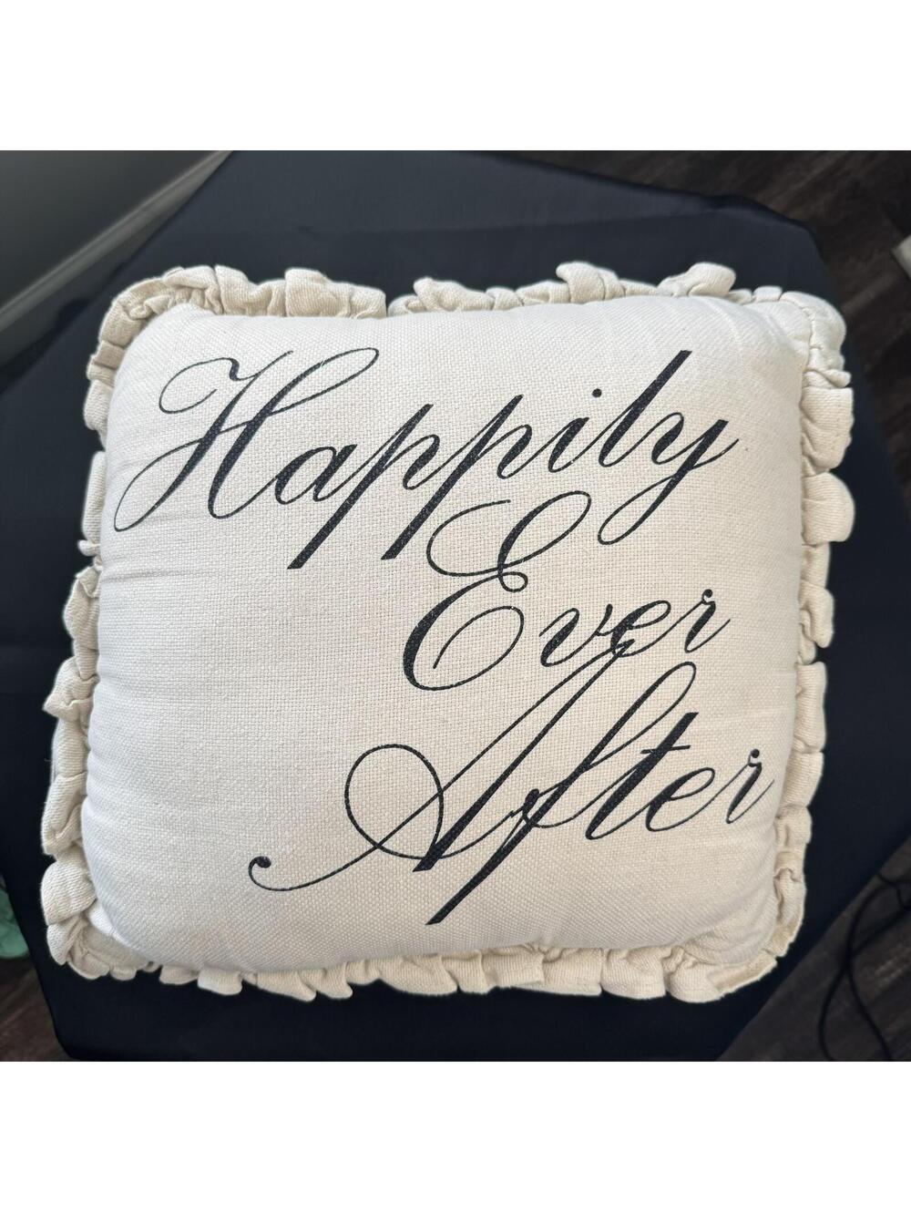 Borgata Decorative Throw Pillow with 'Happily Ever After' Script